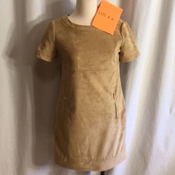 PHOEBE COUTUAL size 2 suede look dress in tan NWOT - Picture 1 of 8